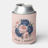 ネイビーブルーとバラ金ゴールドフローラ 缶クーラー (缶正面)