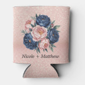 ネイビーブルーとバラ金ゴールドフローラ 缶クーラー (正面)