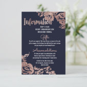 ネイビーブルーとバラ金ゴールド結婚フローラ情報 エンクロージャーカード (スタンド正面)