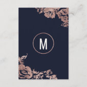 ネイビーブルーとバラ金ゴールド結婚フローラ情報 エンクロージャーカード (裏面)