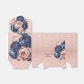 ネイビーブルーとバラ金ゴールド結婚フローラ フェイバーボックス (折り畳みなし)