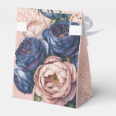 ネイビーブルーとバラ金ゴールド結婚フローラ フェイバーボックス (裏面サイド)