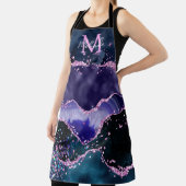 ネイビーブルーとパープルのグリッター海ゲート エプロン (インサイチュ)