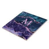 ネイビーブルーとパープルのグリッター海ゲート タイル (側面)