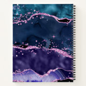 ネイビーブルーとパープルのグリッター海ゲート ノートブック (裏面)