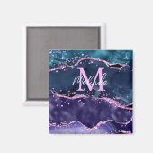 ネイビーブルーとパープルのグリッター海ゲート マグネット (正面/裏面)