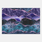 ネイビーブルーとパープルのグリッター海ゲート ラッピングペーパーシート (正面3)