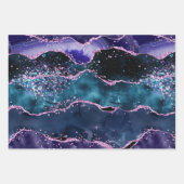 ネイビーブルーとパープルのグリッター海ゲート ラッピングペーパーシート (正面)