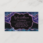 ネイビーブルーとパープルのグリッター海ゲート 名刺 (裏面)