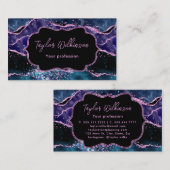ネイビーブルーとパープルのグリッター海ゲート 名刺 (正面/裏面)