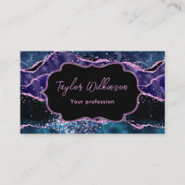 ネイビーブルーとパープルのグリッター海ゲート 名刺
