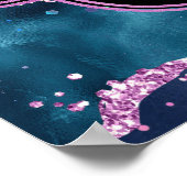 ネイビーブルーとパープルの海アゲート誕生日へようこそ ポスター (角)