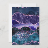 ネイビーブルーとパープルグリッター海アゲート誕生日 サンキューカード (裏面)