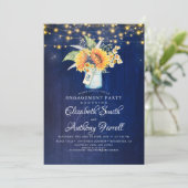 ネイビーブルーとヒマワリ素朴婚約パーティ 招待状 (スタンド正面)