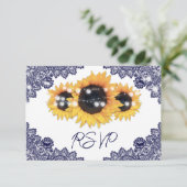 ネイビーブルーとヒマワリ結婚ーズ 出欠カード (スタンド正面)