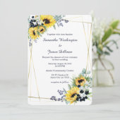 ネイビーブルーとヒマワリ結婚ーズ 招待状 (スタンド正面)