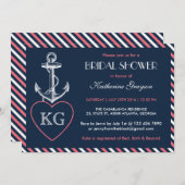 ネイビーブルーとピンクのいかりラブシャワー招待状 招待状 (正面/裏面)