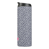 ネイビーブルーとピンクのギリシャ鍵モノグラム タンブラー (回転右)