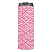 ネイビーブルーとピンクのギリシャ鍵モノグラム タンブラー (裏面)