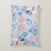 ネイビーブルーとピンクのフローラ アクセントクッション (裏面(縦))