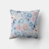 ネイビーブルーとピンクのフローラ クッション (裏面)