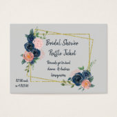 ネイビーブルーとピンクのブライダルシャワーラッフルチケット (正面)