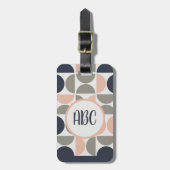 ネイビーブルーとピンクのレトロ/世紀中頃のサークル ラゲッジタグ (正面縦)