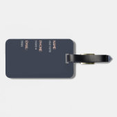 ネイビーブルーとピンクのレトロ/世紀中頃のサークル ラゲッジタグ (裏面横)