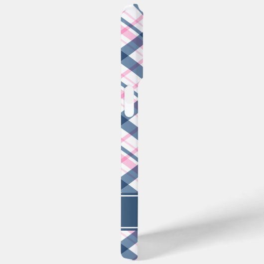 ネイビーブルーとピンクの格子模様 Case-Mate iPhoneケース (裏面 / 右)