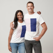 ネイビーブルーとピンクの縦ストライプ Tシャツ (ユニセックス)