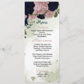 ネイビーブルーとピンクの花の緑結婚色 メニュー (正面)