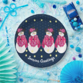 ネイビーブルーとピンクの黄色い星 ペーパープレート (パーティー)