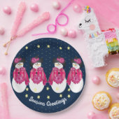 ネイビーブルーとピンクの黄色い星 ペーパープレート (パーティー)