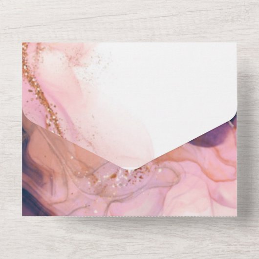 ネイビーブルーとピンクアルコールイン結婚クの オールインワン招待状 (裏面)