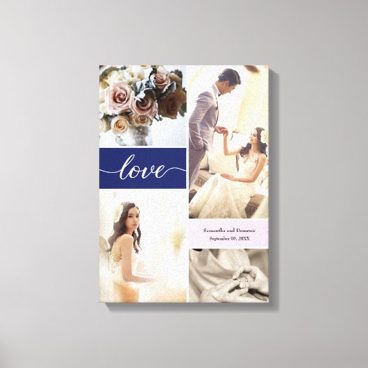 ネイビーブルーとピンクエレガントの愛結婚の写真 キャンバスプリント (正面)