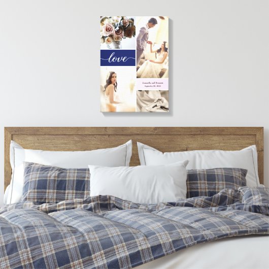 ネイビーブルーとピンクエレガントの愛結婚の写真 キャンバスプリント (インサイチュ (寝室))