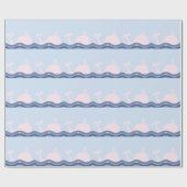 ネイビーブルーとピンククジラ ラッピングペーパー (フラット)