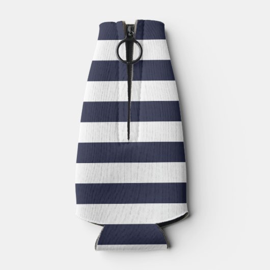 ネイビーブルーとピンク名門私立校風ののストライプモノグラム ボトルクーラー (裏面)