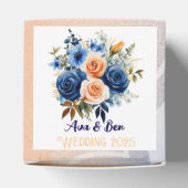 ネイビーブルーとピーチ絵を描フローラ結婚ズ フェイバーボックス (上部)