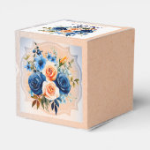 ネイビーブルーとピーチ絵を描フローラ結婚ズ フェイバーボックス (裏面サイド)