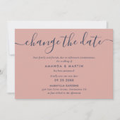 ネイビーブルーとブッシュの結婚式延期のお知らせ 案内状 (正面)