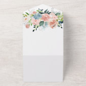 ネイビーブルーとブッシュの花のウェディング オールインワン招待状 (外側)