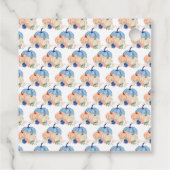 ネイビーブルーとブッシュの花のカボチャの結婚式前祝い フェイバータグ (裏面)