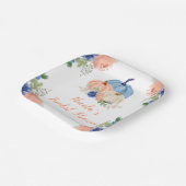 ネイビーブルーとブッシュの花のカボチャの結婚式前祝い ペーパープレート (傾斜あり)