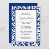ネイビーブルーとブラックスワールダマスクブライダルシャワー 招待状 (正面/裏面)