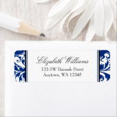 ネイビーブルーとブラックスワールダマスク差出人住所 ラベル (インサイチュ)