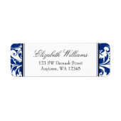 ネイビーブルーとブラックスワールダマスク差出人住所 ラベル (正面)