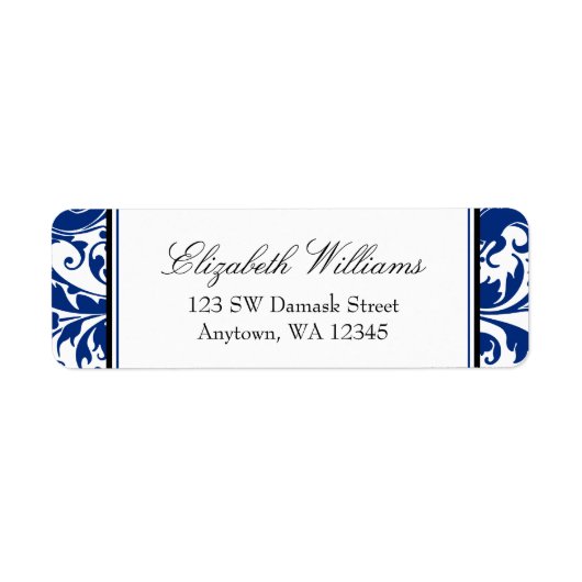 ネイビーブルーとブラックスワールダマスク差出人住所 ラベル (正面)