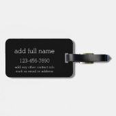 ネイビーブルーとブラックラグビーストライプ名前をカスタムする付き ラゲッジタグ (裏面横)