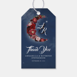 ネイビーブルーとブルゴーニュのフローラムーン結婚ズ ギフトタグ